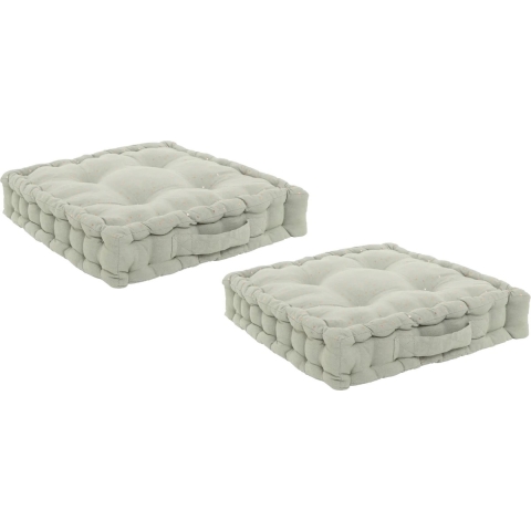 Atmosphera Vloerkussen Nepal - 2x - ijsblauw - met glitters - 40 x 40 x 8 cm - grond zitkussen -
