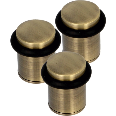 AMIG Deurstopper/deurbuffer - 3x - D28mm - inclusief schroeven - geborsteld nikkel -