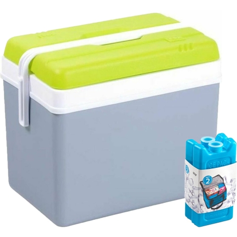 Koelbox met koelelementen - 35 liter - kunststof - grijs - 48 x 30 x 40 cm -