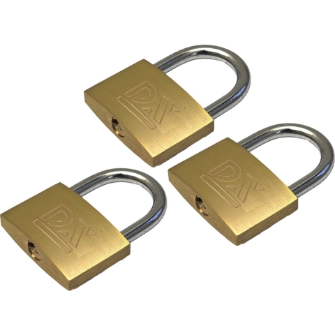 Hangslot met 2 sleutels - 3x - 50 mm - messing - kofferslot -
