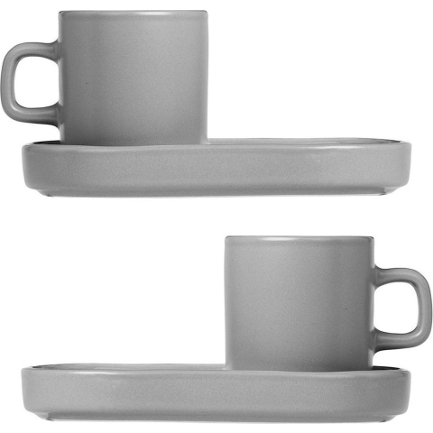 Blomus Pilar Espresso Kop En Schotel Set Van 2 Mirage Grey