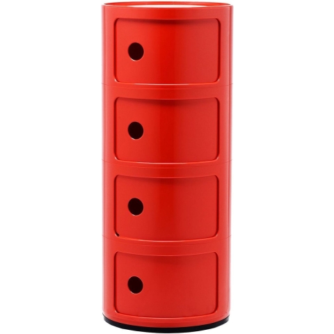Kartell Componibili Kast Extra Large (4 Comp.)Ø32 Rood