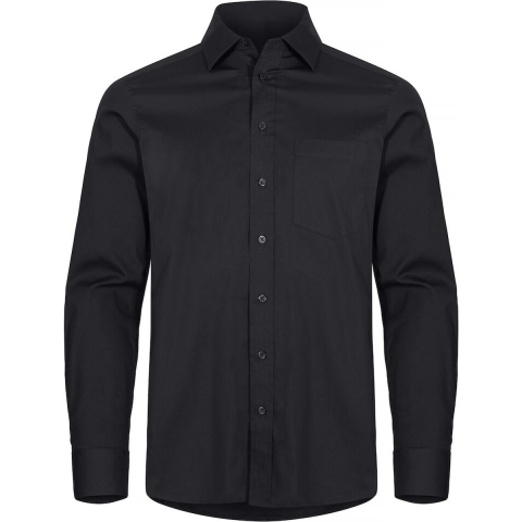Clique 027960 Stretch Heren Overhemd Lm - Zwart - 4XL