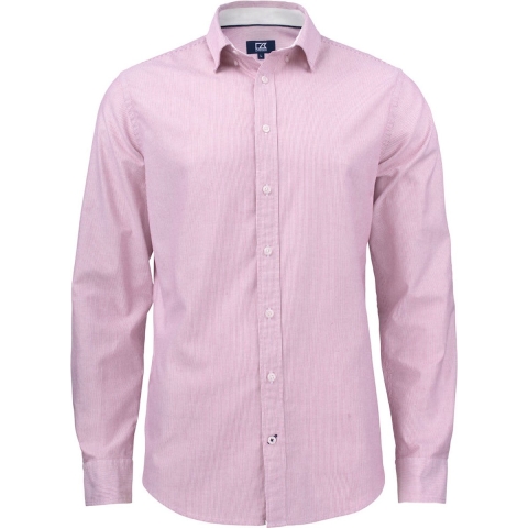 Cutter & Buck 352400 Belfair Oxford Shirt Men - Burgundy/Wit Gestreept - S