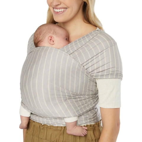 Ergobaby Stretchomslag - Aura Wrap Gebreid - Grey Strepen - Ergobaby - OneSize - Draagdoeken