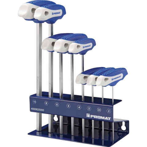 Promat Stiftsleutelset | 8-delig SW 2-10 | met dwarsgreep | in werkbankstandaard - 4000825000 4000825000