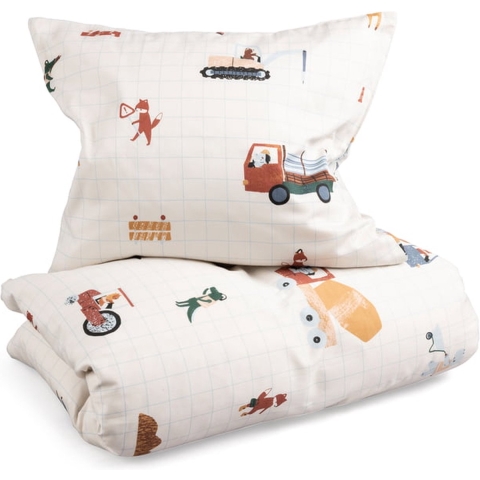 Sebra Beddengoed - Baby - 100x70 cm - Drukke bouwers - Sebra - OneSize - Beddengoed - Baby