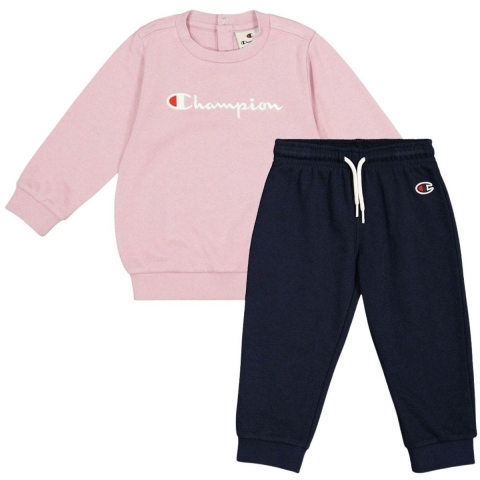 Champion Sweatset - Ronde hals - Navy/Roze m. Logo - Champion - 1½ jaar (86) - Sweatset
