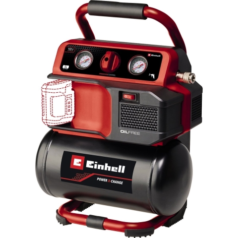 Einhell TE-AC 18/75 Li OF-Solo Accucompressor 8 bar Zonder accu, Analoge Manometer, 1 cilinder