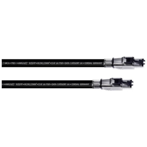 Cordial 15613 RJ45 Netwerkkabel, patchkabel CAT 6A SF/UTP 10.00 m Zwart PUR-mantel 1 stuk(s)