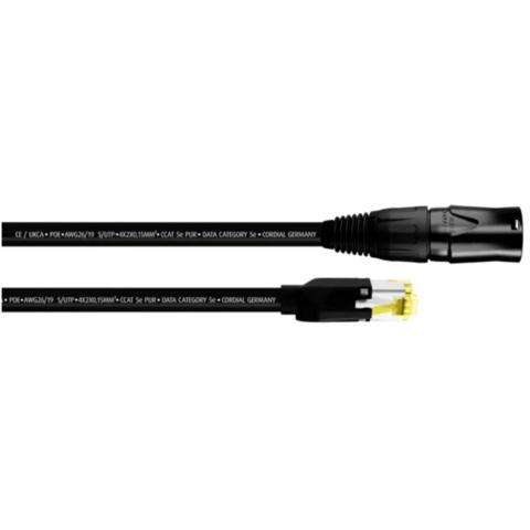 Cordial 15550 RJ45 Netwerkkabel, patchkabel CAT 5e S/UTP 5.00 m Zwart PUR-mantel 1 stuk(s)