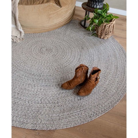 Boho&me Rond vloerkleed katoen - Joy beige|wit - 160 cm rond