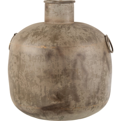 J-line - Vaas Antiek Rond Bruin Small - 44x44x47cm