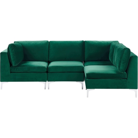 Beliani - EVJA - Hoekbank - Groen - Linkerzijde - 235 cm - Fluweel