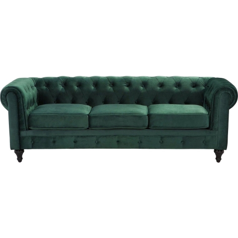 Beliani - CHESTERFIELD - Chesterfield bank - Groen - Fluweel