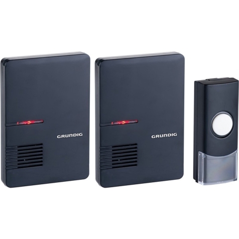 Grundig Deurbel met 2 draadloze ontvangers - zwart - bereik 80 meter -