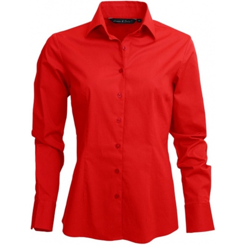 Casual promo overhemd voor dames - rood - lange mouwen - katoen/polyester L -