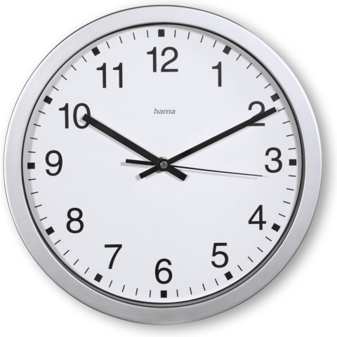 Hama Wandklok Mallorca Tikt Niet 30 cm Zilver/Wit
