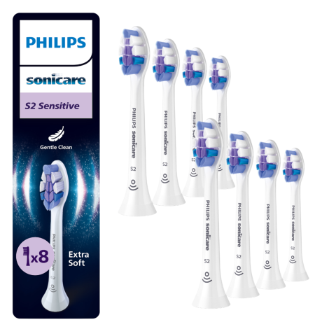 Philips Sonicare Opzetborstels: S2 Sensitive Hx6058/87 Opzet Borstels Wit