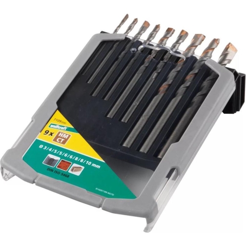 Wolfcraft Betonboorset | Hardmetaal-voorzien | Ø3-10mm | 9-delig | 1 set - 7109000