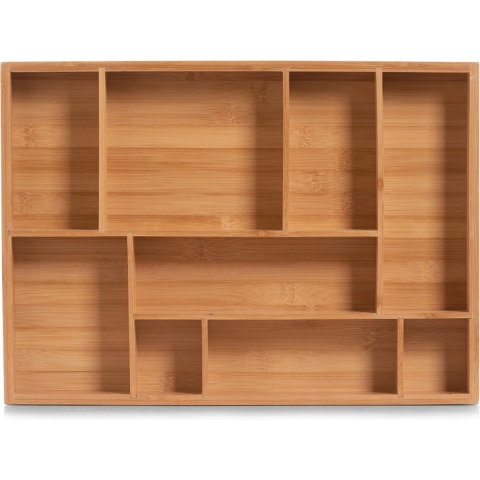 2x Bruine lade organizer inzetbakken 9-vaks bamboe 44 x 32 cm -