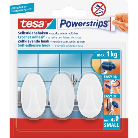 Tesa Powerstrips - 12x st - ovaal - haken - small - klusbenodigdheden -