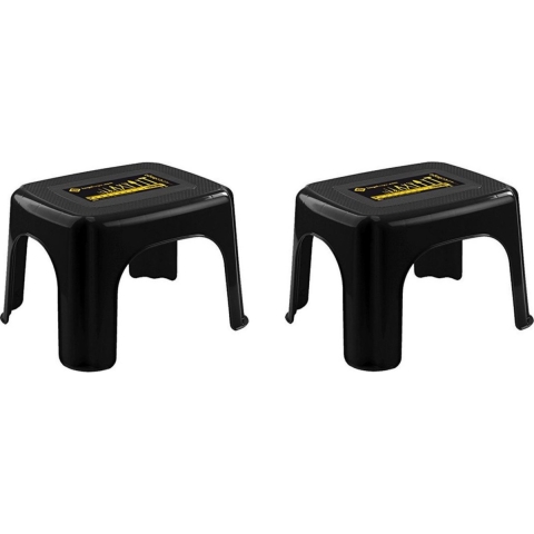 Set van 3x stuks zwarte opstapjes/krukjes 27 x 32 x 21 cm kunststof -