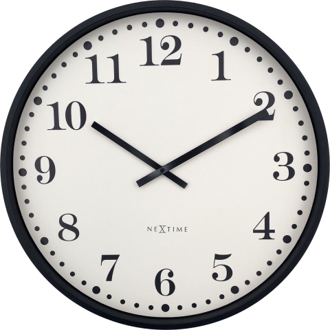 NeXtime - Wandklok 50cm - Stil - Zwart|Wit - Plastic - NeXtime