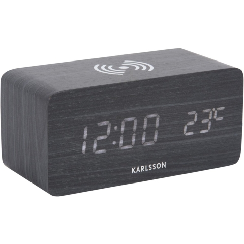 Karlsson - Alarm Clock Block w. Phone Charger LED