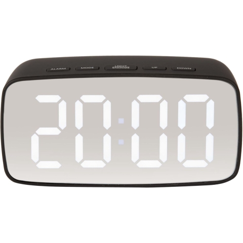 Karlsson - Alarm clock Silver Mirror LED oval black