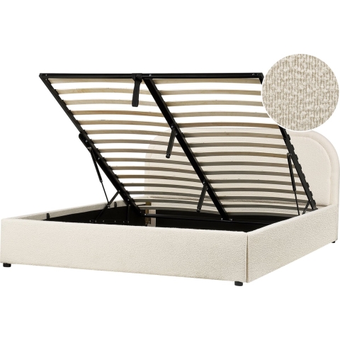 Beliani-QUILLIEN-Bed met opbergruimte-Beige-160 x 200 cm-Polyester