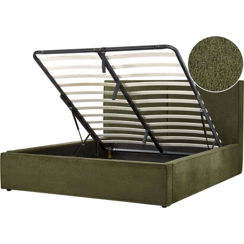 Beliani-MOISSAC-Tweepersoonsbed-Donkergroen-160 x 200 cm-Polyester