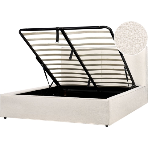 Beliani-MOISSAC-Tweepersoonsbed-Off-white-160 x 200 cm-Polyester