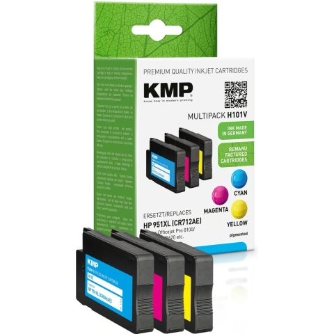 KMP Inktcartridge vervangt HP 951XL, CN046AE, CN047AE, CN048AE Compatibel Combipack Cyaan, Magenta, Geel H101V 1723,4050