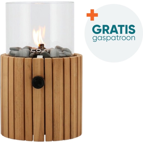 Cosiscoop Timber teak - gaslantaarn met gaspatroon