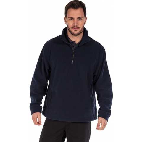 Warme fleece trui Thor - donkerblauw - voor heren - halsrits - polyester fleece XL -