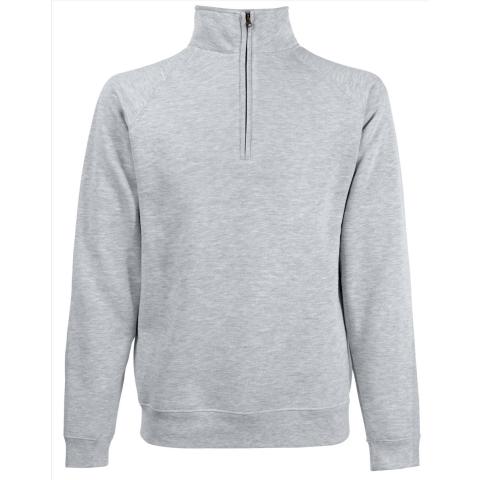 Fruit of the Loom sweater voor heren met halsrits - Lichtgrijs - Katoen/polyester 2XL (EU 56) -