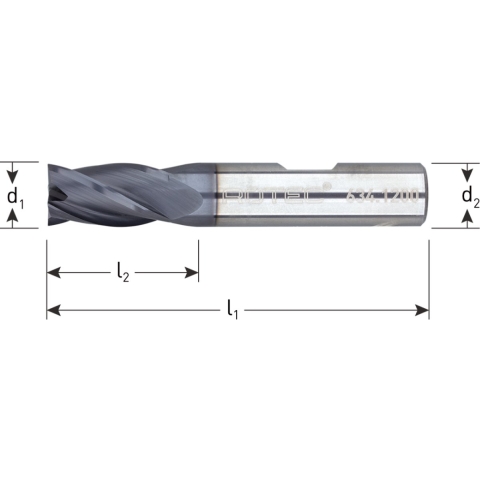 Rotec VHM Vingerfrees, TiAlN-gecoat, ø2 - Silver-Line / ø2x7x50xø6mm Z=4 / kort - 6340200