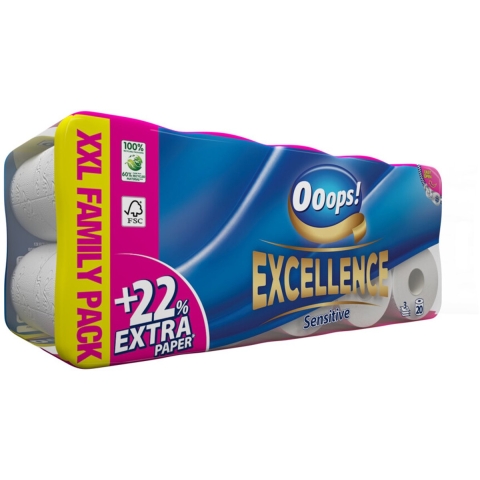 3x Ooops! Toiletpapier Excellence Sensitive 3-laags 20 stuks
