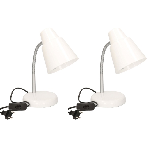 2x stuks witte bureaulampen/tafellampen 14 x 14 x 34 cm -