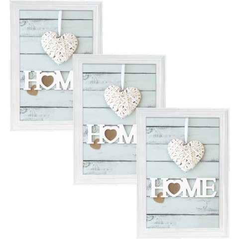 3x stuks houten fotolijst vintage wit geschikt voor een foto van 10 x 15 cm -