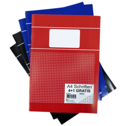 Pakket van 25x stuks schoolschriften A4 ruitjes/wiskunde gekleurd -