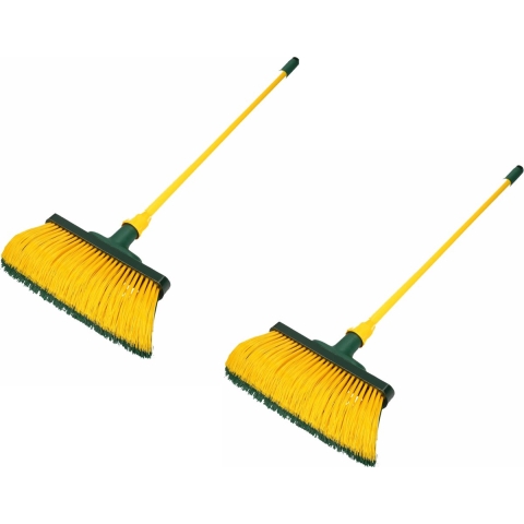 Set van 2x stuks klauwbezems 28 cm met telescoopsteel 140 cm -