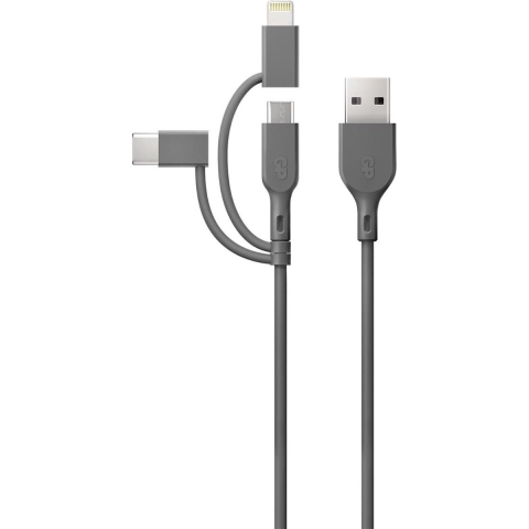 GP USB-laadkabel USB 2.0 USB-A stekker, Apple Lightning stekker, USB-micro-B stekker, USB-C stekker 1.00 m Grijs GPCBCY1NGYUSB313