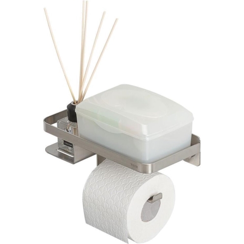 Tiger Caddy Toiletrolhouder met Planchet - RVS geborsteld