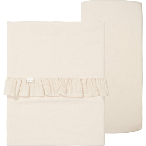 Set | Laken Ledikant + Hoeslaken Ledikant Ruffle Faro Warm White