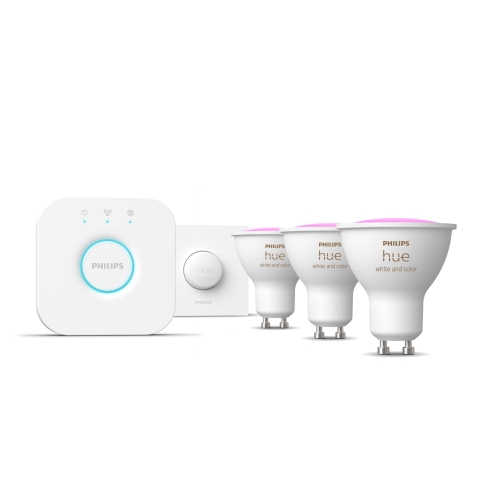 Philips Hue White & Color Ambiance Starterkit: 3 GU10 Slimme Spots + Smart Button