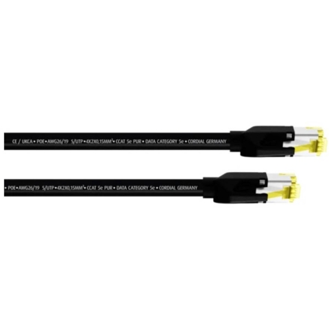 Cordial 15538 RJ45 Netwerkkabel, patchkabel CAT 5e S/UTP 5.00 m Zwart PUR-mantel 1 stuk(s)
