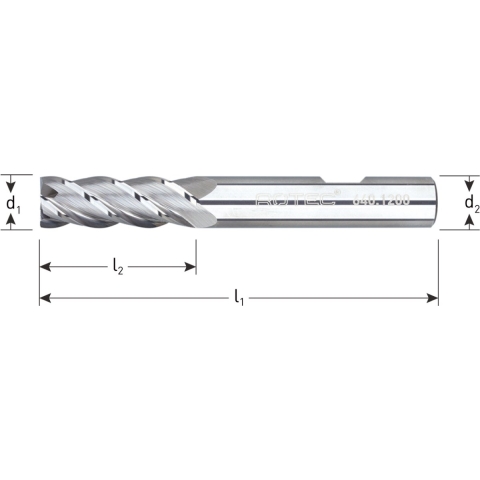 Rotec VHM Frees voor NF-Metalen, ø8 - Silver-Line / ø8x25x70xø8mm Z=4 - 6400800