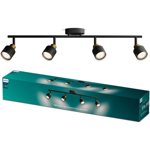 Philips Niall 8720169300132 Plafondspot GU10 Zwart, Goud